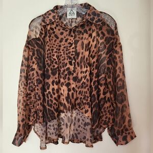 UNIF Leopard Print Sheer Blouse